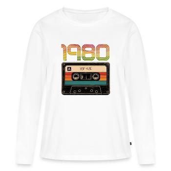 1980s Retro Cassette Vibes - Women's Premium Organic Long Sleeve Shirt - white - Front - Julia (174cm)