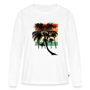 Palmier tropical ouest d’Hawaï - T-shirt manches longues Premium bio Femme - blanc - Devant - Julia (174cm)