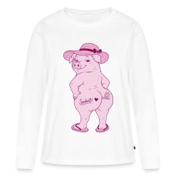 Porc Truie d’été Vague de chaleur chaude Chaleur chaude - T-shirt manches longues Premium bio Femme - blanc - Devant - Julia (174cm)