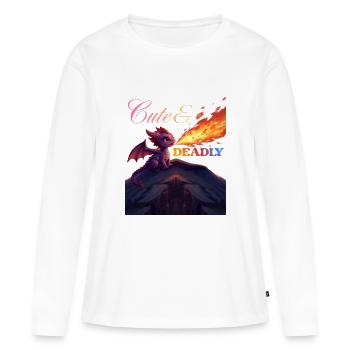 Dragon mignon et mortel - T-shirt manches longues Premium bio Femme - blanc - Devant - Julia (174cm)