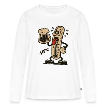 Thermomètre en ébullition et bière - T-shirt manches longues Premium bio Femme - blanc - Devant - Julia (174cm)