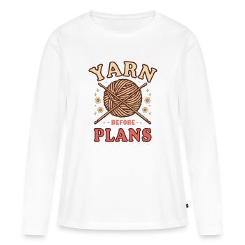 Garn vor Plänen - Frauen Premium Bio Langarmshirt - Weiß - Vorne - Julia (174cm)