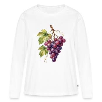 Watercolor Grapes Cluster - Women's Premium Organic Long Sleeve Shirt - white - Front - Julia (174cm)