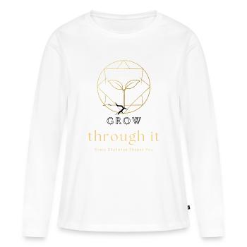 Wuchs durch es – Zitat zum motivierenden Wachstum - Frauen Premium Bio Langarmshirt - Weiß - Vorne - Julia (174cm)