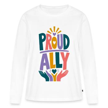 Proud Ally LGBTQ Regenbogen Pride Fan CSD Outfit - Frauen Premium Bio Langarmshirt - Weiß - Vorne - Julia (174cm)