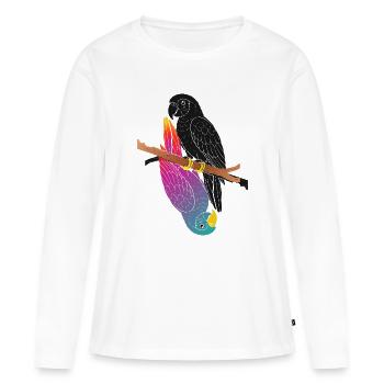 Zwei Papageien auf Ast Cartoon Design - Frauen Premium Bio Langarmshirt - Weiß - Vorne - Julia (174cm)