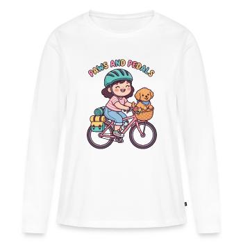 Sticker de vélo Paws And Pedals mignon - T-shirt manches longues Premium bio Femme - blanc - Devant - Julia (174cm)