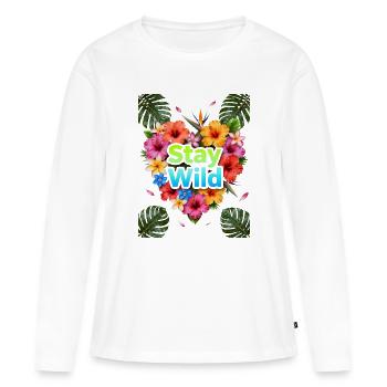 Stay Wild Tropische Blüten - Frauen Premium Bio Langarmshirt - Weiß - Vorne - Julia (174cm)