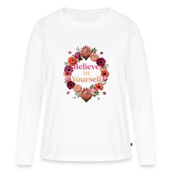 Believe in Yourself: Flower Circle - Women's Premium Organic Long Sleeve Shirt - white - Front - Julia (174cm)