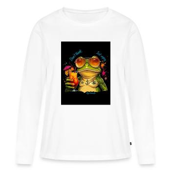 Cocktail Grenouille Ensoleillée - T-shirt manches longues Premium bio Femme - blanc - Devant - Julia (174cm)