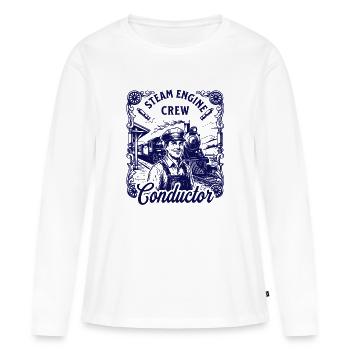 Motif de locomotive à vapeur nostalgique - T-shirt manches longues Premium bio Femme - blanc - Devant - Julia (174cm)