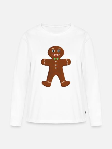 Lebkuchenmann - Klassisch mit Fliege - Frauen Premium Bio Langarmshirt - Weiß