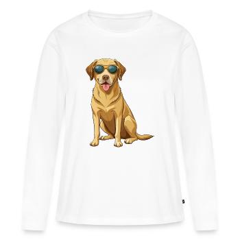 Labrador Retriever mit Sonnenbrille - Frauen Premium Bio Langarmshirt - Weiß - Vorne - Julia (174cm)