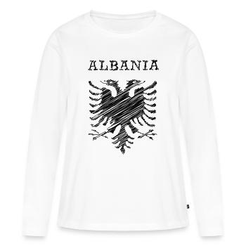 Albania, scribble black - Frauen Premium Bio Langarmshirt - Weiß - Vorne - Julia (174cm)