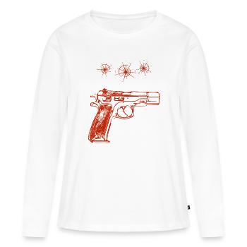 Weapon, bullet holes - Women's Premium Organic Long Sleeve Shirt - white - Front - Julia (174cm)
