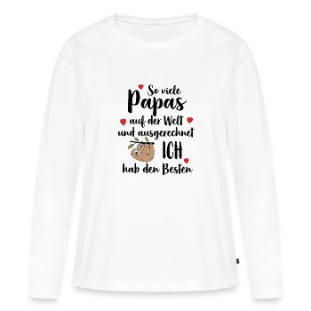 Tant de papas que j’ai le meilleur, le meilleur, le meilleur papa - T-shirt manches longues Premium bio Femme - blanc - Devant - Julia (174cm)