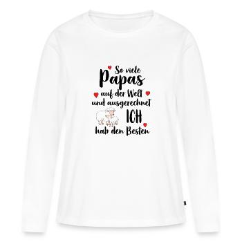 Tant de papas que j’ai le meilleur, le meilleur, le meilleur papa - T-shirt manches longues Premium bio Femme - blanc - Devant - Julia (174cm)