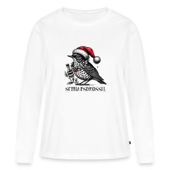 Schnaps Drossel Vogel Weihnachten - Frauen Premium Bio Langarmshirt - Weiß - Vorne - Julia (174cm)