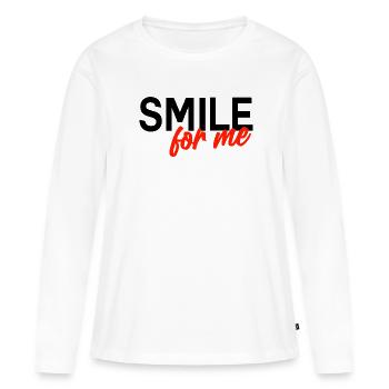 Smile for me - Show me a smile - Women's Premium Organic Long Sleeve Shirt - white - Front - Julia (174cm)