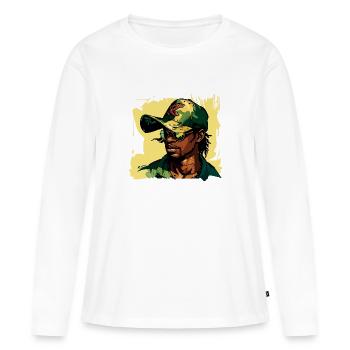 Militaire - T-shirt manches longues Premium bio Femme - blanc - Devant - Julia (174cm)