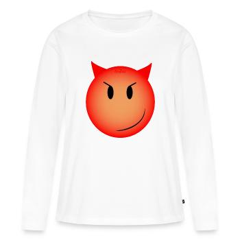 smiley diabolique - T-shirt manches longues Premium bio Femme - blanc - Devant - Julia (174cm)