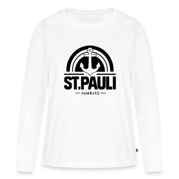 St Pauli Souvenir Hambourg Andenken St. Pauli - T-shirt manches longues Premium bio Femme - blanc - Devant - Julia (174cm)