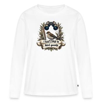 Ornithologue Ornithologie PhD en tapette à oiseaux - T-shirt manches longues Premium bio Femme - blanc - Devant - Julia (174cm)