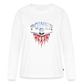 v8 - T-shirt manches longues Premium bio Femme - blanc - Devant - Julia (174cm)