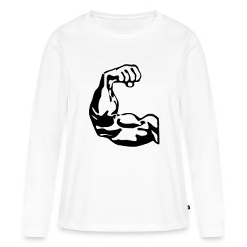 Biceps - T-shirt manches longues Premium bio Femme - blanc - Devant - Julia (174cm)