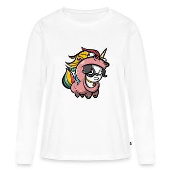 Chien en costume de licorne - T-shirt manches longues Premium bio Femme - blanc - Devant - Julia (174cm)
