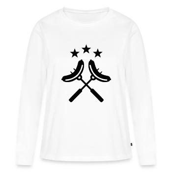 Saucisse Griller - T-shirt manches longues Premium bio Femme - blanc - Devant - Julia (174cm)