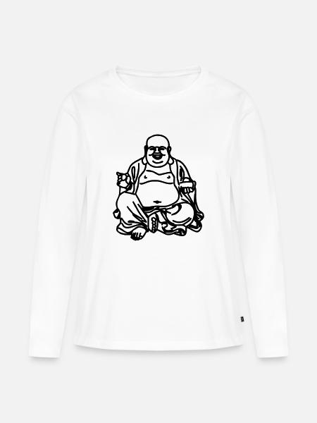 buddha - Frauen Premium Bio Langarmshirt - Weiß