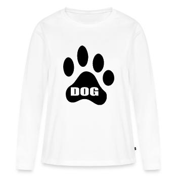Chien chien - T-shirt manches longues Premium bio Femme - blanc - Devant - Julia (174cm)