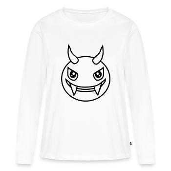 Monster Design Devil Face - T-shirt manches longues Premium bio Femme - blanc - Devant - Julia (174cm)