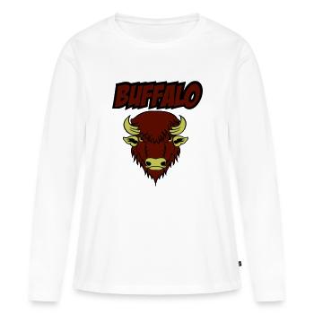 buffle 001 - T-shirt manches longues Premium bio Femme - blanc - Devant - Julia (174cm)