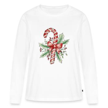Zuckerstange - Frauen Premium Bio Langarmshirt - Weiß - Vorne - Julia (174cm)