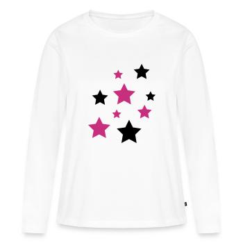 Star, les étoiles - T-shirt manches longues Premium bio Femme - blanc - Devant - Julia (174cm)