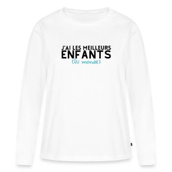 J'ai les meilleurs enfants du monde.cadeau famille - T-shirt manches longues Premium bio Femme - blanc - Devant - Julia (174cm)