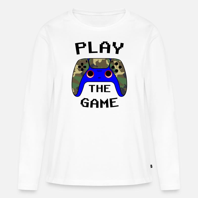 Controller Camo - Frauen Premium Bio Langarmshirt - Weiß