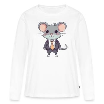 Souris Suave - T-shirt manches longues Premium bio Femme - blanc - Devant - Julia (174cm)