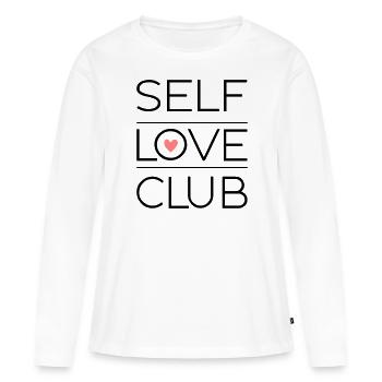 Club d’amour de soi - T-shirt manches longues Premium bio Femme - blanc - Devant - Julia (174cm)