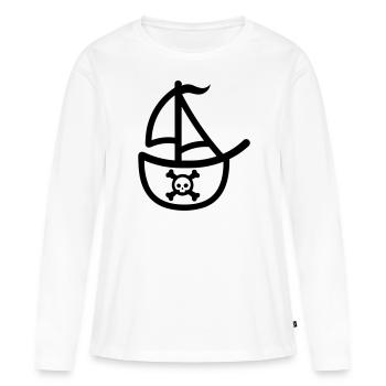 Bateau pirate - T-shirt manches longues Premium bio Femme - blanc - Devant - Julia (174cm)