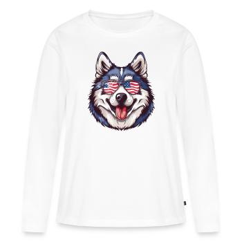 Husky d’Amérique - T-shirt manches longues Premium bio Femme - blanc - Devant - Julia (174cm)