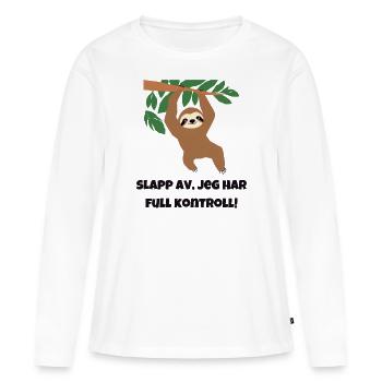 Entspannen Sie sich, ich habe die volle Kontrolle! - Frauen Premium Bio Langarmshirt - Weiß - Vorne - Julia (174cm)