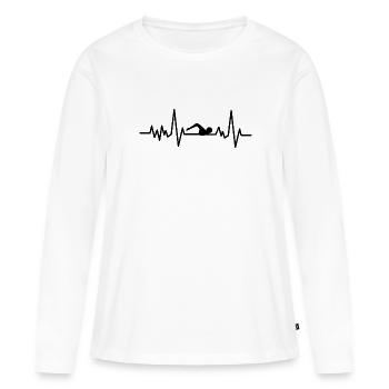 Nageurs battements de coeur nage - T-shirt manches longues Premium bio Femme - blanc - Devant - Julia (174cm)