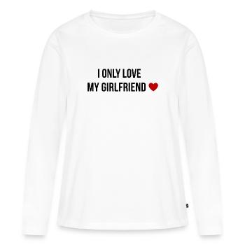 Je n’aime que mon cœur de copine - T-shirt manches longues Premium bio Femme - blanc - Devant - Julia (174cm)