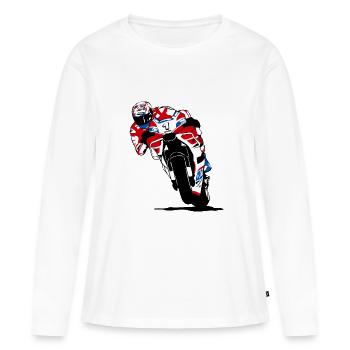 Course de Moto - Moto GP - Superbike - T-shirt manches longues Premium bio Femme - blanc - Devant - Julia (174cm)