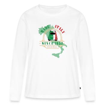 Fabriqué en Italie 1957 Oldtimer Car 500 Bambino - T-shirt manches longues Premium bio Femme - blanc - Devant - Julia (174cm)
