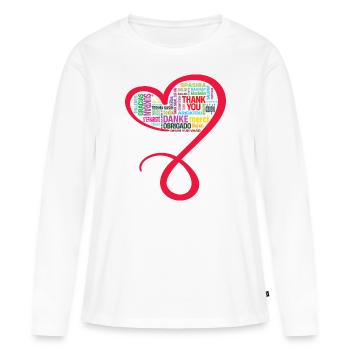 MERCI, MERCI, GRAZIE, personnalisable - T-shirt manches longues Premium bio Femme - blanc - Devant - Julia (174cm)