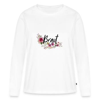 Braut - JGA - Florale Serie - Frauen Premium Bio Langarmshirt - Weiß - Vorne - Julia (174cm)
